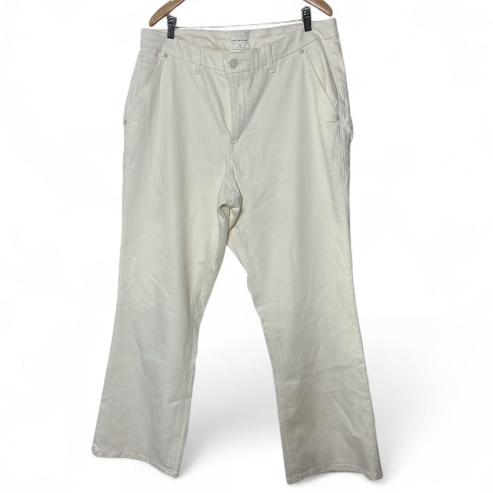 Good American 90s Cargo Carpenter Jeans Ivory‎ Wide Leg Womens 15/16 Baggy Y2K